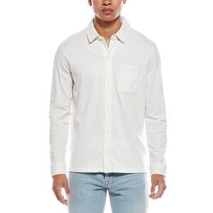 Vince Mens Sueded Jersey Button-Down Shirt, White